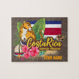 Costa Rica Retro Großkatze Vintage-Flagge Souvenir Puzzle