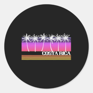Costa Rica Retro-Stil Strandinsel Vintage-Sonnenun Runder Aufkleber