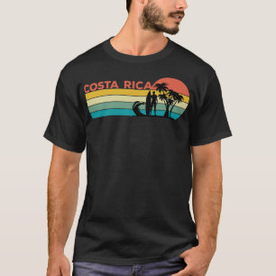 Costa Rica Retro Vintag Surfing Sonnenuntergang Gr T-Shirt