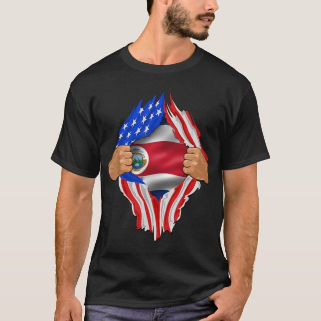 Costa Rica Roots USA Flag Patriotic Costa Rican He T-Shirt (Vorderseite)