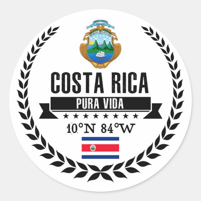 Costa Rica Runder Aufkleber (Vorderseite)