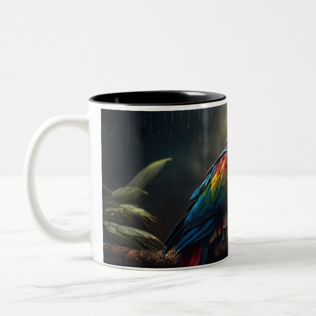 Costa Rica Scarlet Macaw Tasse: Tropenkaffee Bliss Zweifarbige Tasse (Links)