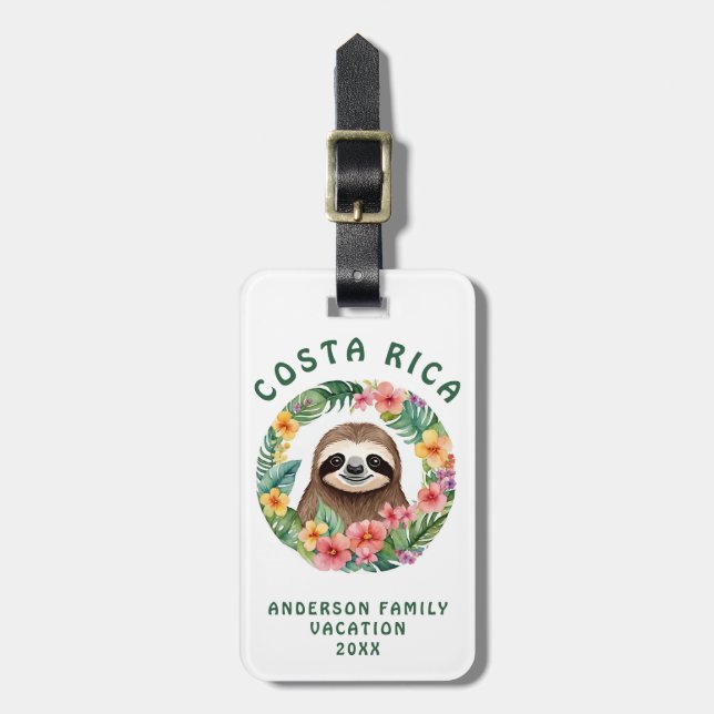 Costa Rica Sloth Gepäckanhänger (Vorderseite vertikal)