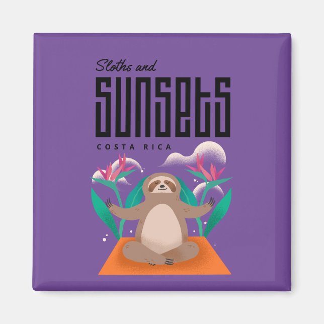 Costa Rica Sloths und Sunsets Souvenir Magnet (Vorne)