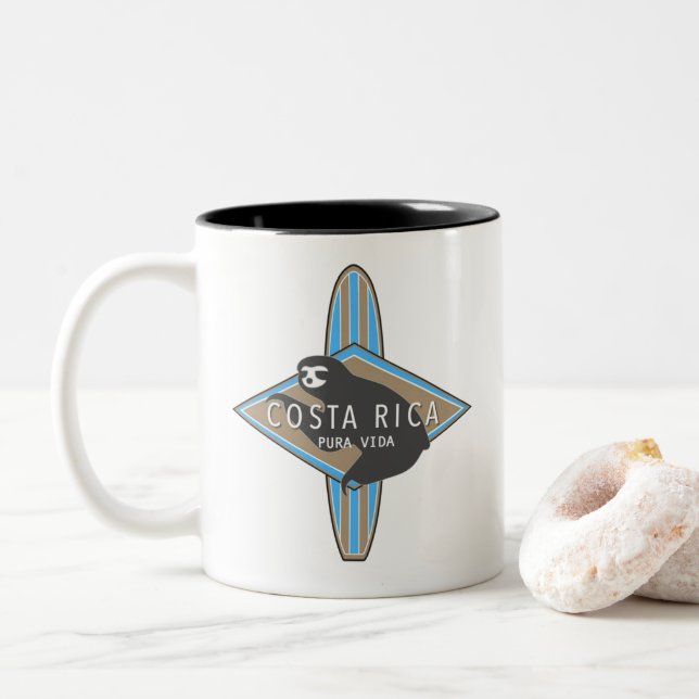 Costa Rica Surfer Slot Blau Zweifarbige Tasse (Mit Donut)