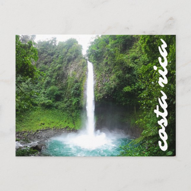 Costa Rica Tropical Blue Waterfall Postkarte (Vorderseite)