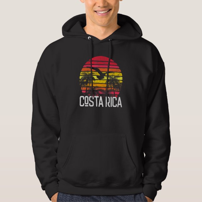 Costa Rica Vintag Retro Beach Palm Treppenschwimmb Hoodie (Vorderseite)