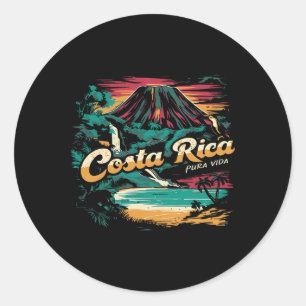 Costa Rica Vintage 70er Retro Throwback Familie Va Runder Aufkleber