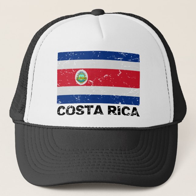 Costa Rica Vintage Flagge Truckerkappe (Vorderseite)