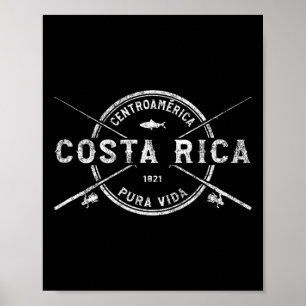 Costa Rica Vintage gekreuzte Angelruten Poster