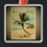 Costa Rica Vintage Reisen Ornament Palme Tree<br><div class="desc">Ein cooles,  Vintages Costa Rica Ornament mit Palmen an einem Sandstrand mit blauem Himmel und Ozean.</div>