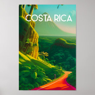 Costa rica Vintage Reiseplakat Tropischer Vulkan Poster