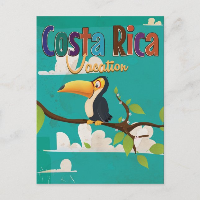 Costa Rica Vintage Travel Poster Postkarte (Vorderseite)