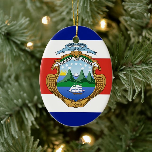Costa Rica (Wappen/Flagge) Keramik Ornament (Baum)