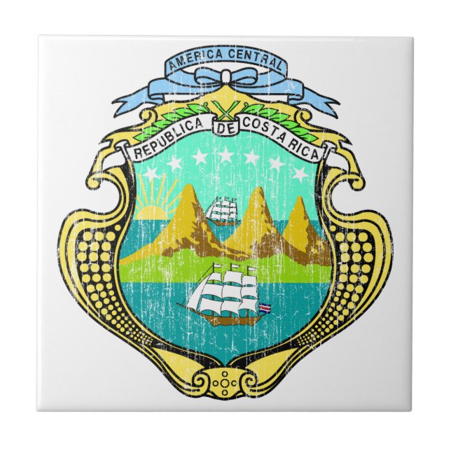 Costa Rica-Wappen Fliese (Vorderseite)
