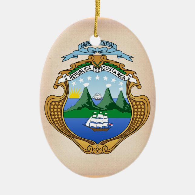 Costa Rica-Wappen Keramik Ornament (Vorne)