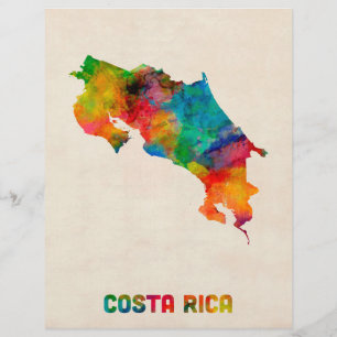 Costa Rica Wasserfarbkarte