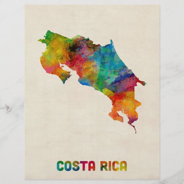 Costa Rica Wasserfarbkarte (Vorderseite)