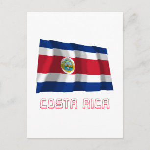 Costa Rica Wave Flag mit Namen Postkarte