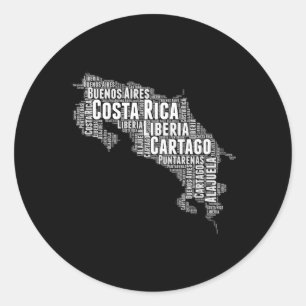 Costa Rica Word Cloud Country Map Runder Aufkleber