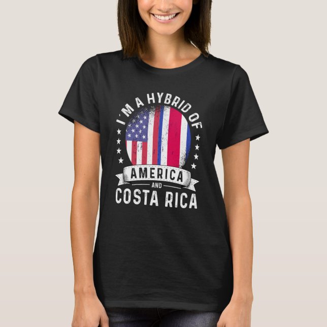 Costa Rican American Patriot Grown Flag Humor T-Shirt (Vorderseite)