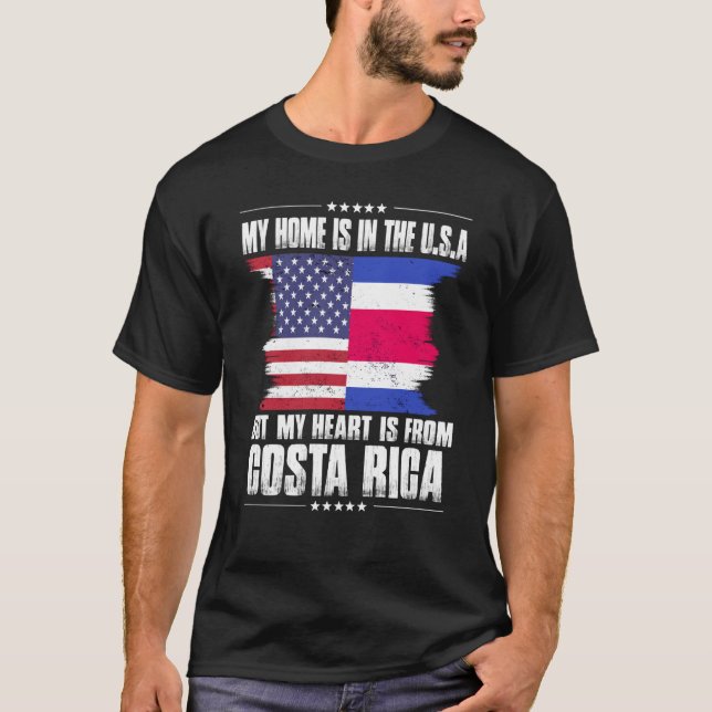 Costa Rican American Patriot Grown Proud Home Hear T-Shirt (Vorderseite)
