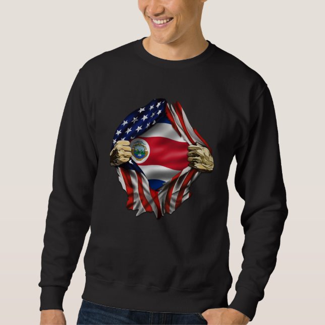 Costa Rican Blood Inside Me Costa Rica Flag Sweatshirt (Vorderseite)