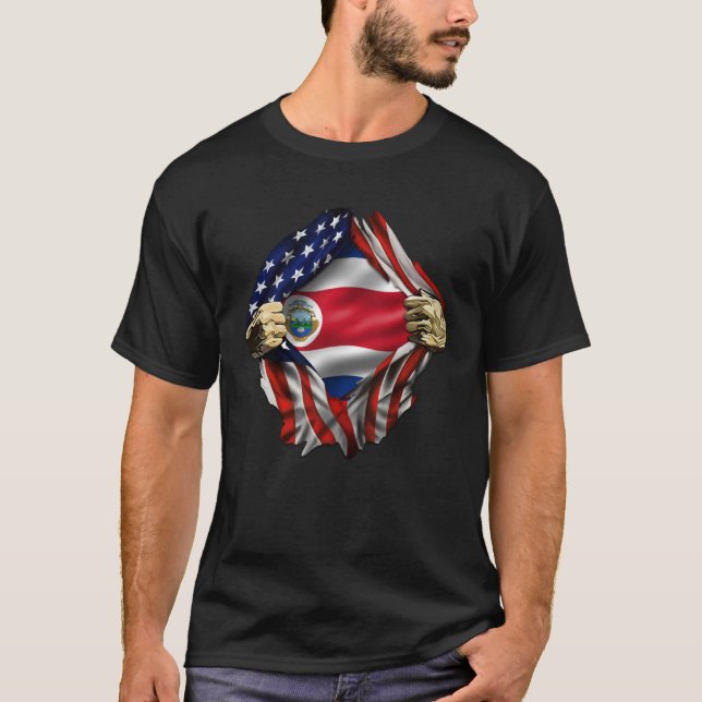 Costa Rican Blood Inside Me Costa Rica Flag T-Shirt (Vorderseite)