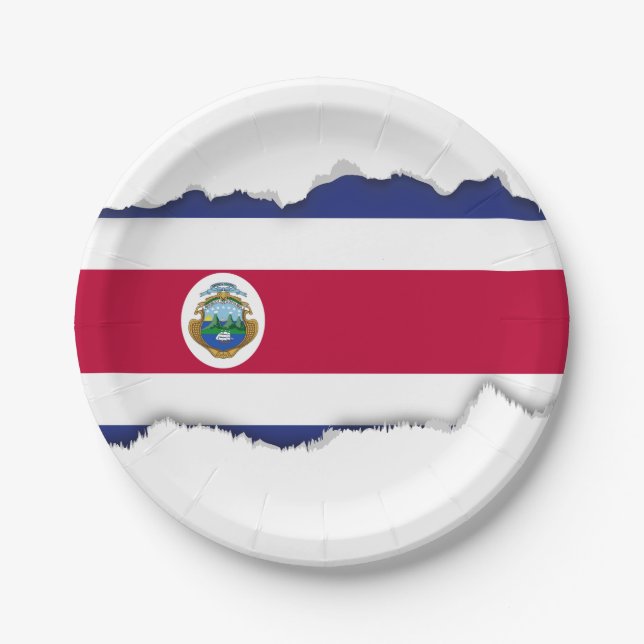 Costa Rican Flagge Pappteller (Vorderseite)
