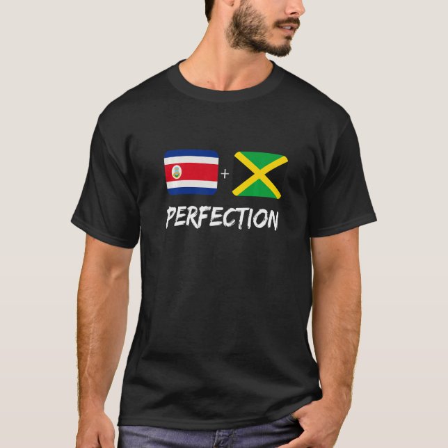 Costa Rican Plus Jamaican Perfection Mix Flag Heri T-Shirt (Vorderseite)