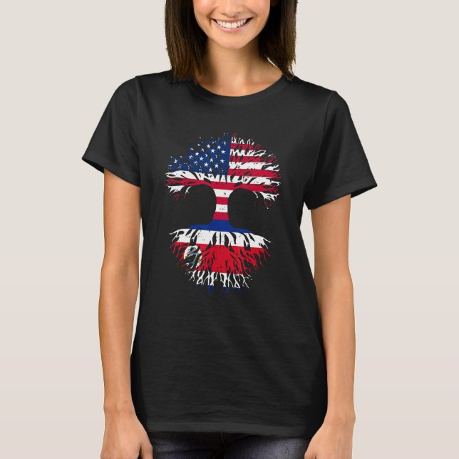 Costa Rican Roots American Grown USA Flag  Costa R T-Shirt (Vorderseite)