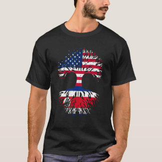 Costa Rican Roots American Grown USA Flag  Costa R T-Shirt