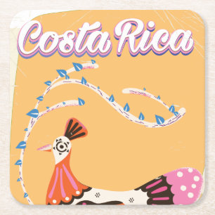 Costa-ricanisches Vintage-Reiseplakat Rechteckiger Pappuntersetzer