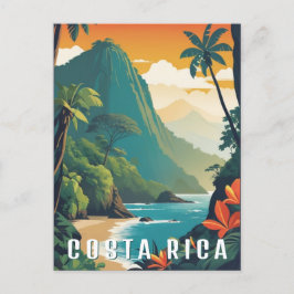 Costa Rice Retro Mountain Beach Travel Souvenir Postkarte