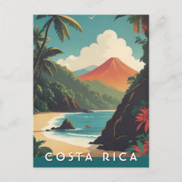 Costa Rice Retro Reisen Volcano Beach Souvenir Postkarte