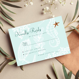 Costal Beach Hochzeit in Urlaubsort RSVP Karte