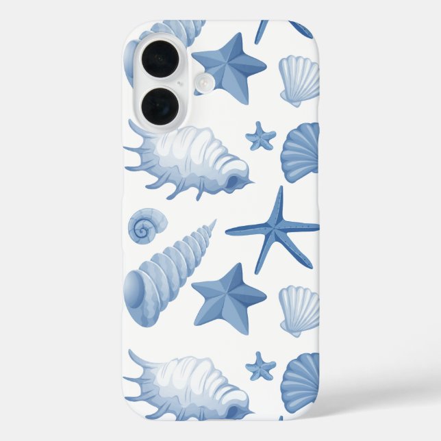 Costal blue seashells pattern Case-Mate iPhone hülle (Rückseite)