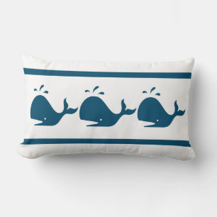 Costal Nautical Navy BUE WHALE White Lendenkissen