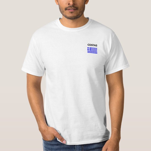 Costas griechischer Name mit griechischer Flagge T-Shirt (Vorderseite)