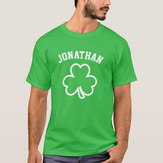 Costum Name Glück Kleeblatt St. Patrick's Day T-Shirt (Vorderseite)
