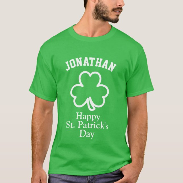 Costum Name Glück Kleeblatt St. Patrick's Day T-Shirt (Vorderseite)