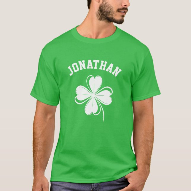 Costum Name Glück Kleeblatt St. Patrick's Day T-Shirt (Vorderseite)
