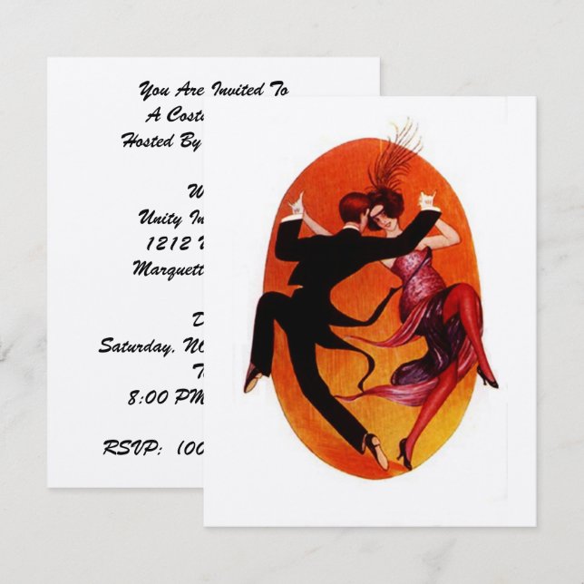 COSTUME PARTY MASQUERADE BALLINVITATION EINLADUNG (Vorne/Hinten)