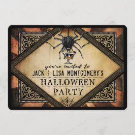 Costume Party Orange Black Spider Cocktail einlade Einladung