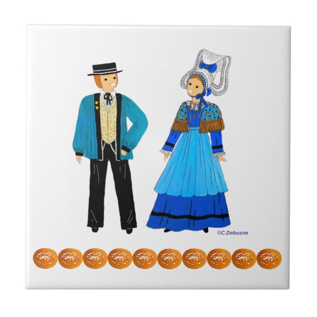 Costume Tradinel de Normandie, Frankreich Fliese (Vorderseite)