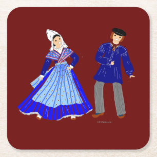 Costume Tradinel de Picardie, Frankreich Rechteckiger Pappuntersetzer