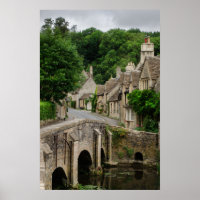 Costwolds Stadt Burg Combe Plakatdruck