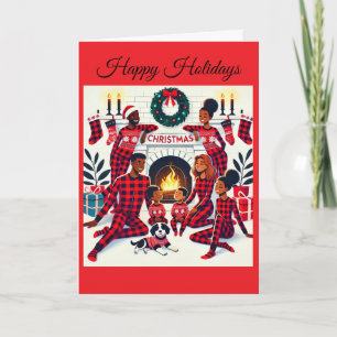 Cosy African American Family Holiday Card Karte