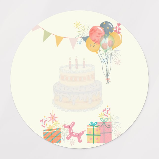 Cosy Birthday Card Etiketten (Design 1)