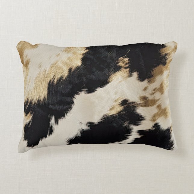 Cosy Black Cream Gold Südwest Cowhide Dekokissen (Vorderseite)